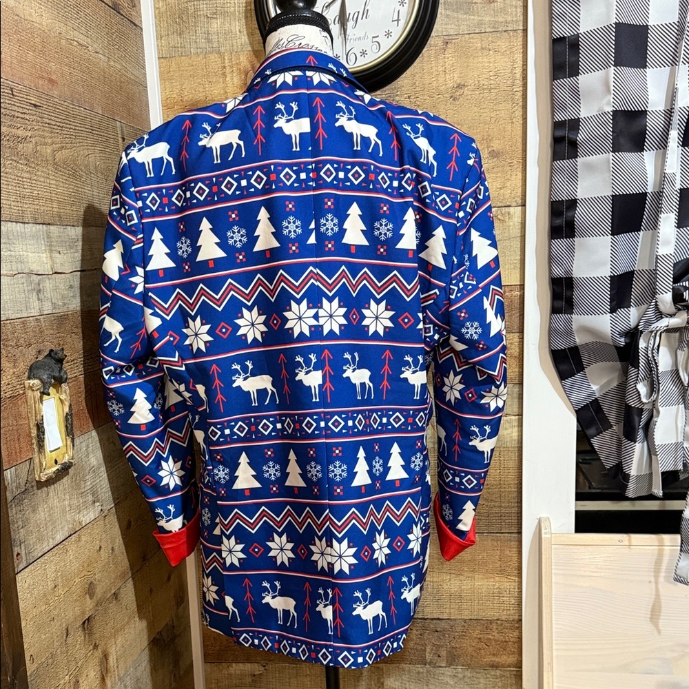 OppoSuits Blue Festive Pattern Jacket - Picture 5 of 6